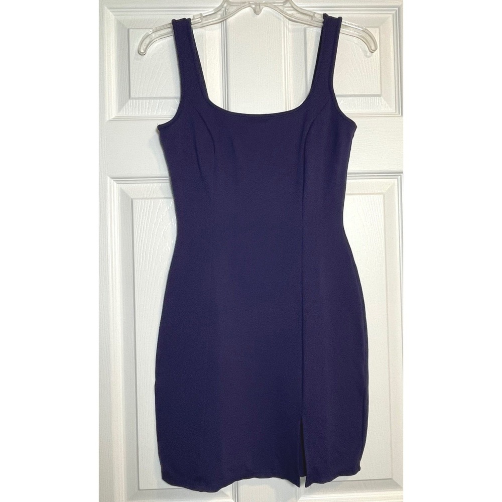 Papaya Blue Purple Square Neck Sleeveless Mini Dress Side Slit Size M‎
